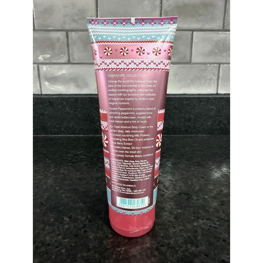 2 BRAND NEW Bath and Body Works TWISTED PEPPERMINT Body Cream‎ 8 oz